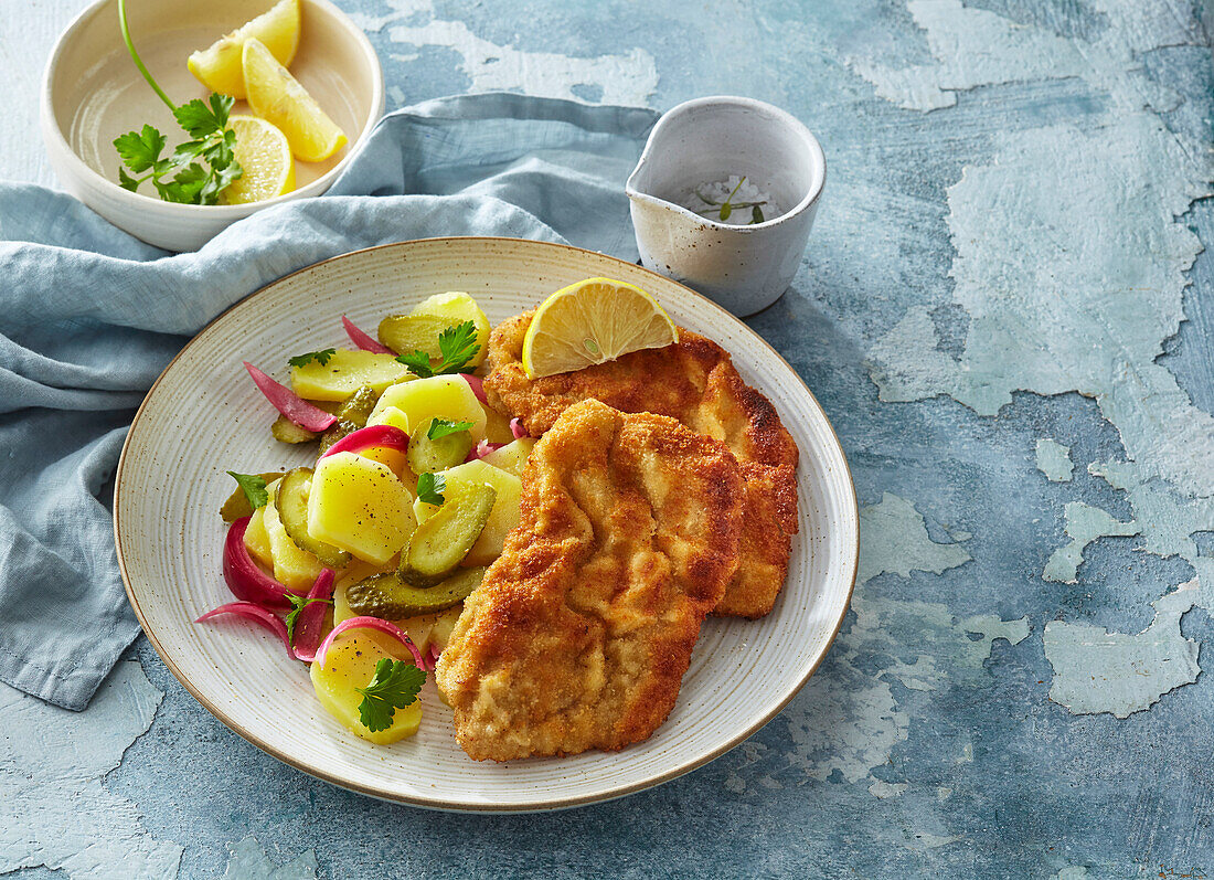 Wiener schnitzel with potato salad