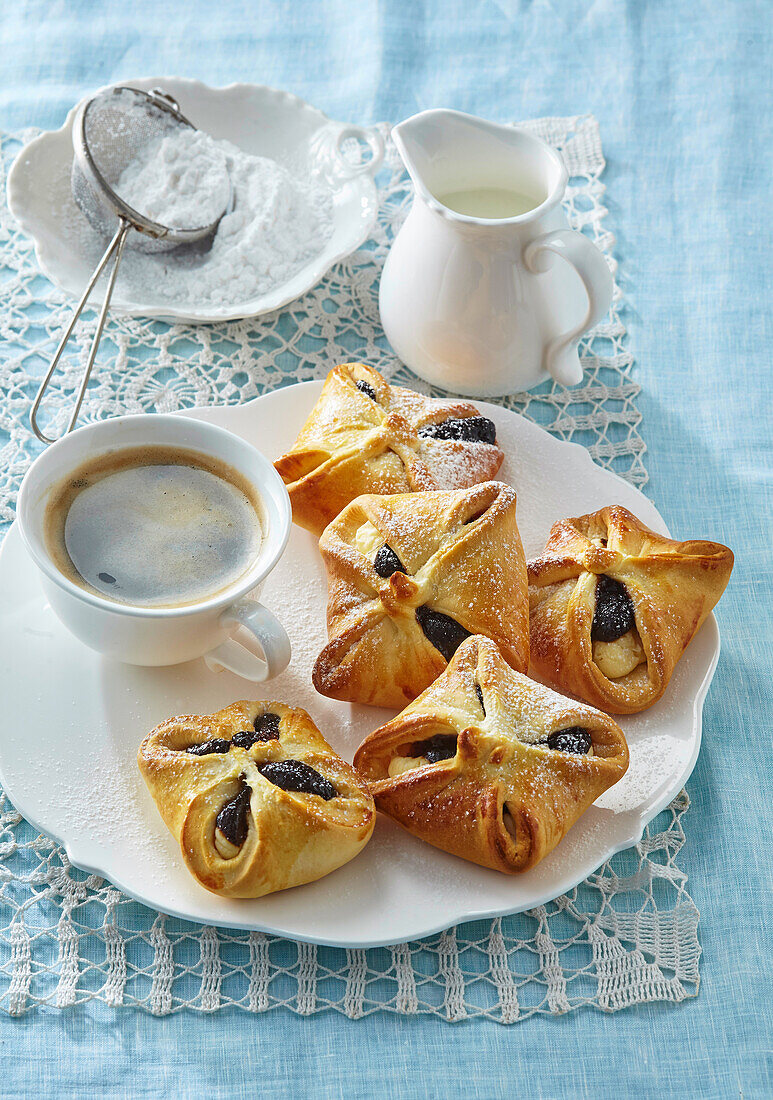 Sweet turnovers filled with quark and plum butter