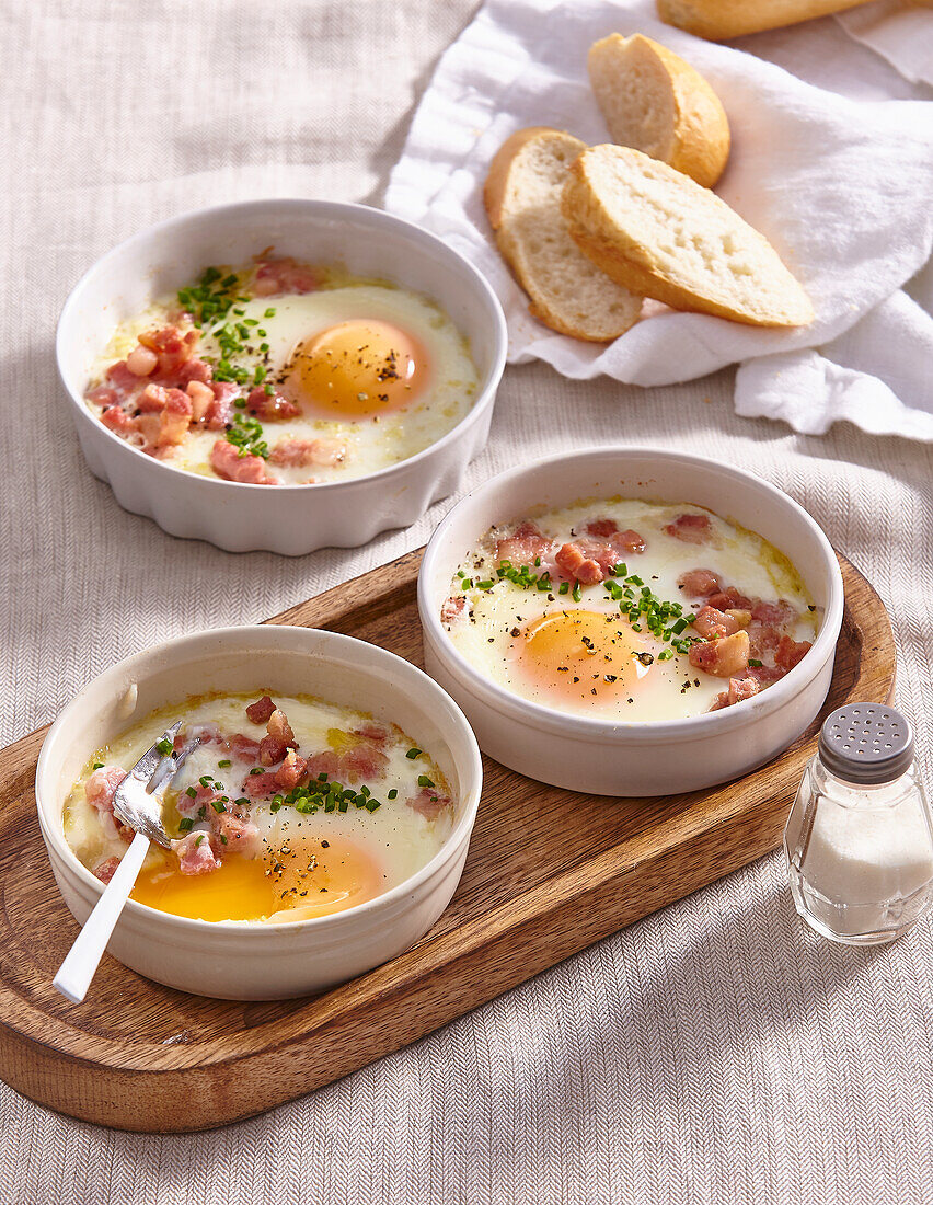 Oven baked eggs with bacon