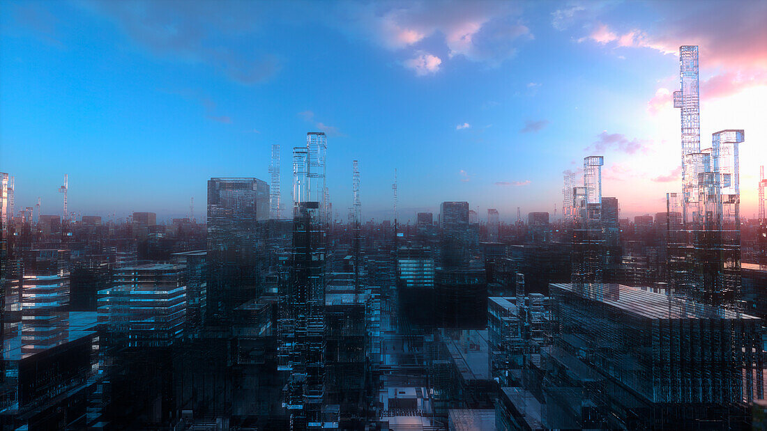 Futuristic glass city, conceptual image