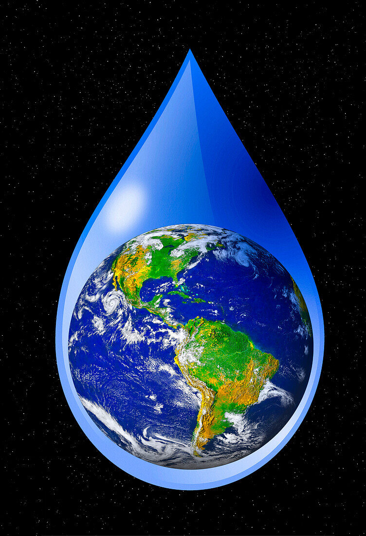 Earth in a water droplet