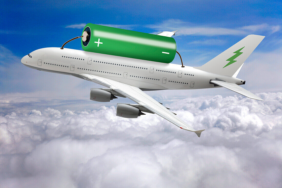 Electric passenger jet, conceptual illustration