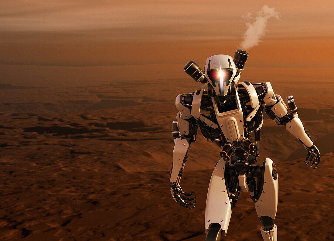 Robot on the Martian surface, illustration
