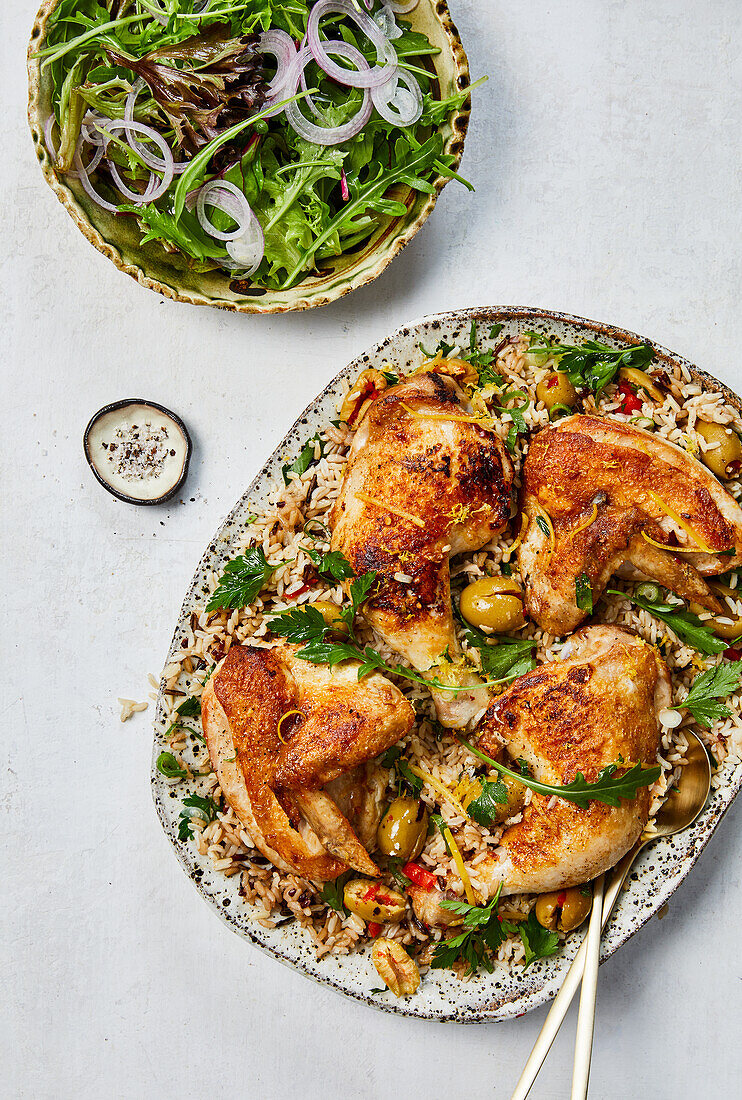 Chicken Maryland with brown rice