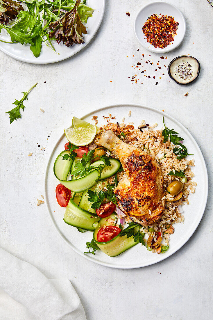 Chicken Maryland with brown rice