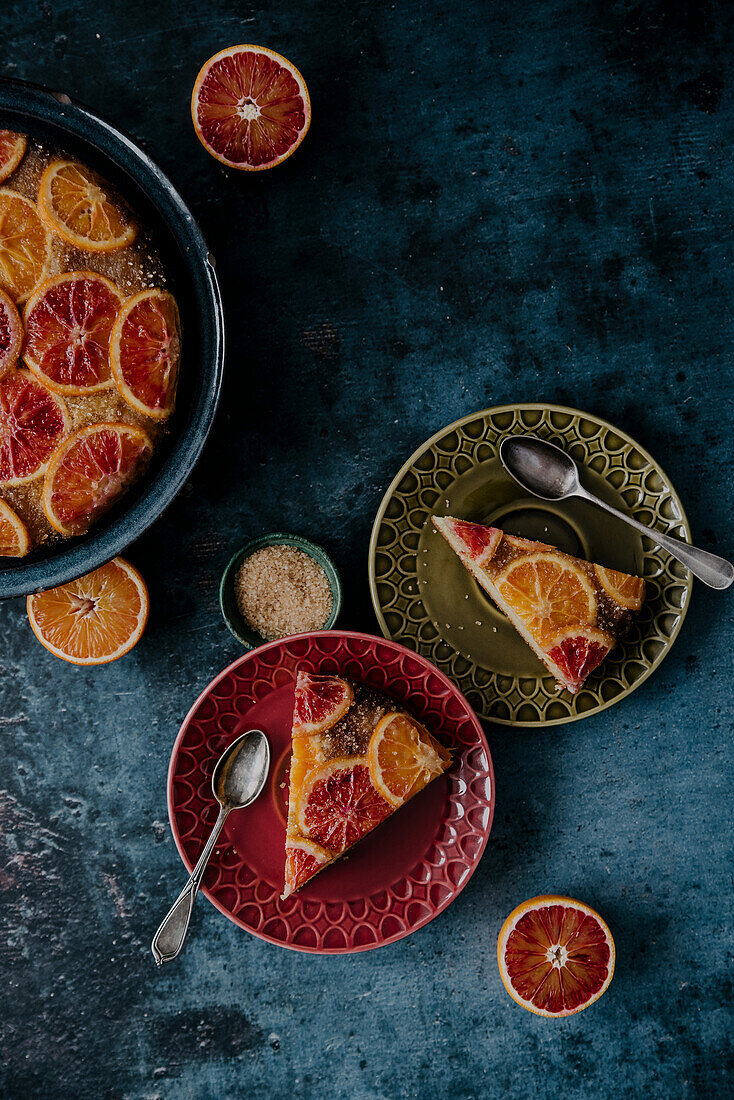 Upside-down blood orange cake