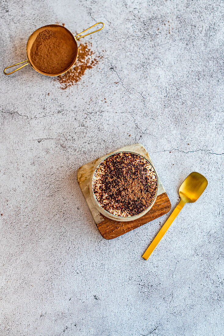 Tiramisu served in a glass