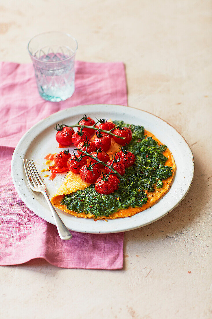 Creamed spinach omelette