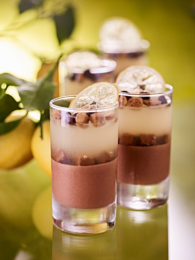 Chocolate cream with lemon jelly