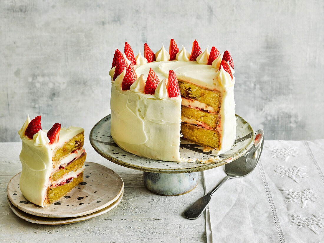 Layered strawberry cake