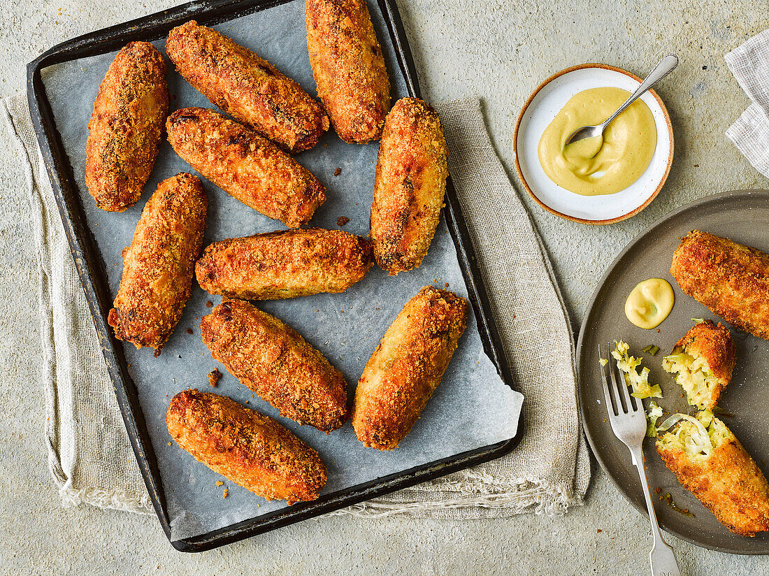 Glamorgan Sausage - walisische Würste aus Käse, Lauch und Semmelbröseln