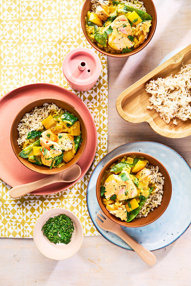 Salmon coconut turmeric curry