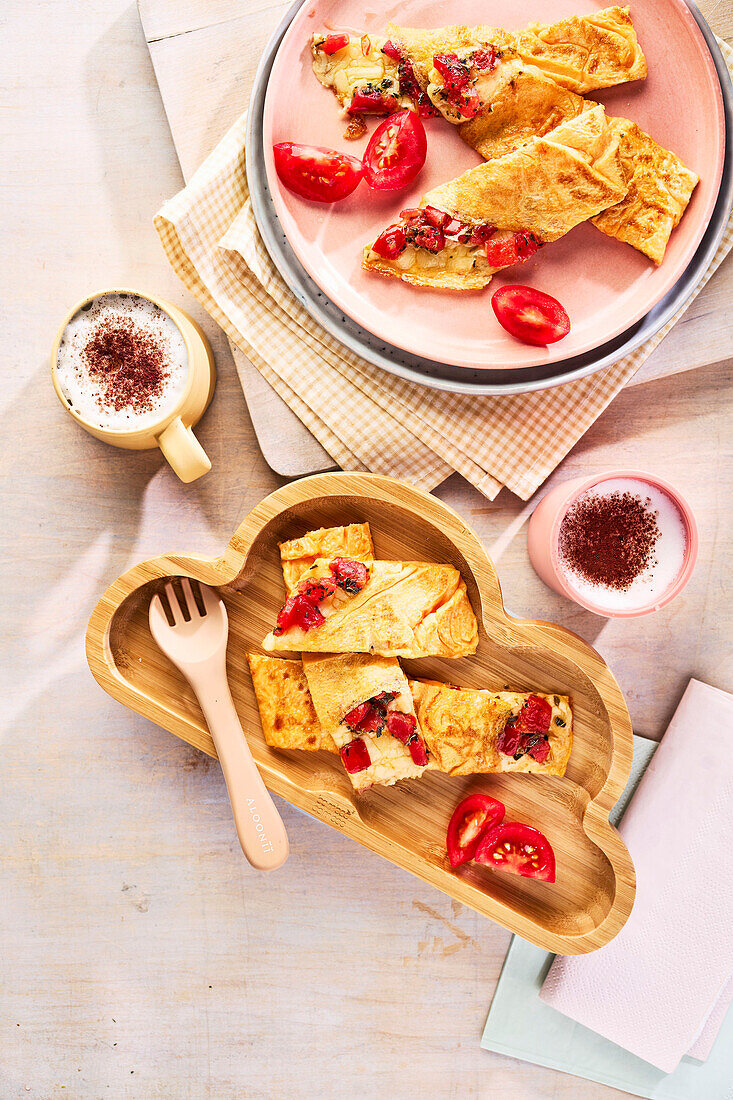 Tomaten-Käse-Omelett mit Oregano