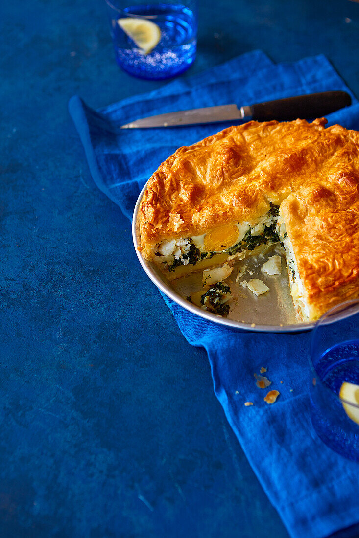 Jersey royal spinach and smoked haddock pie