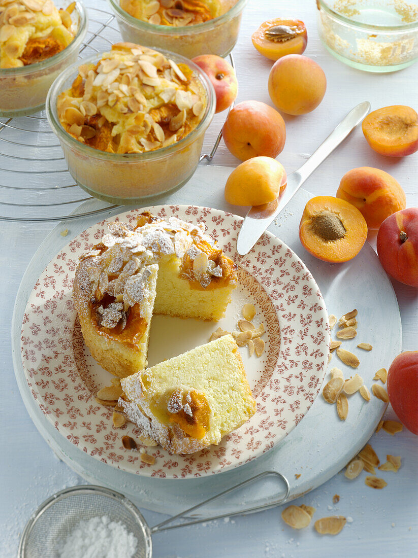 Apricot cake, baked in a glass