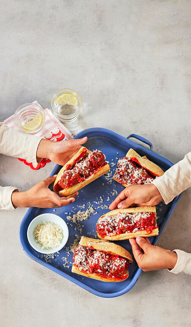 Mozzarella meatball subs