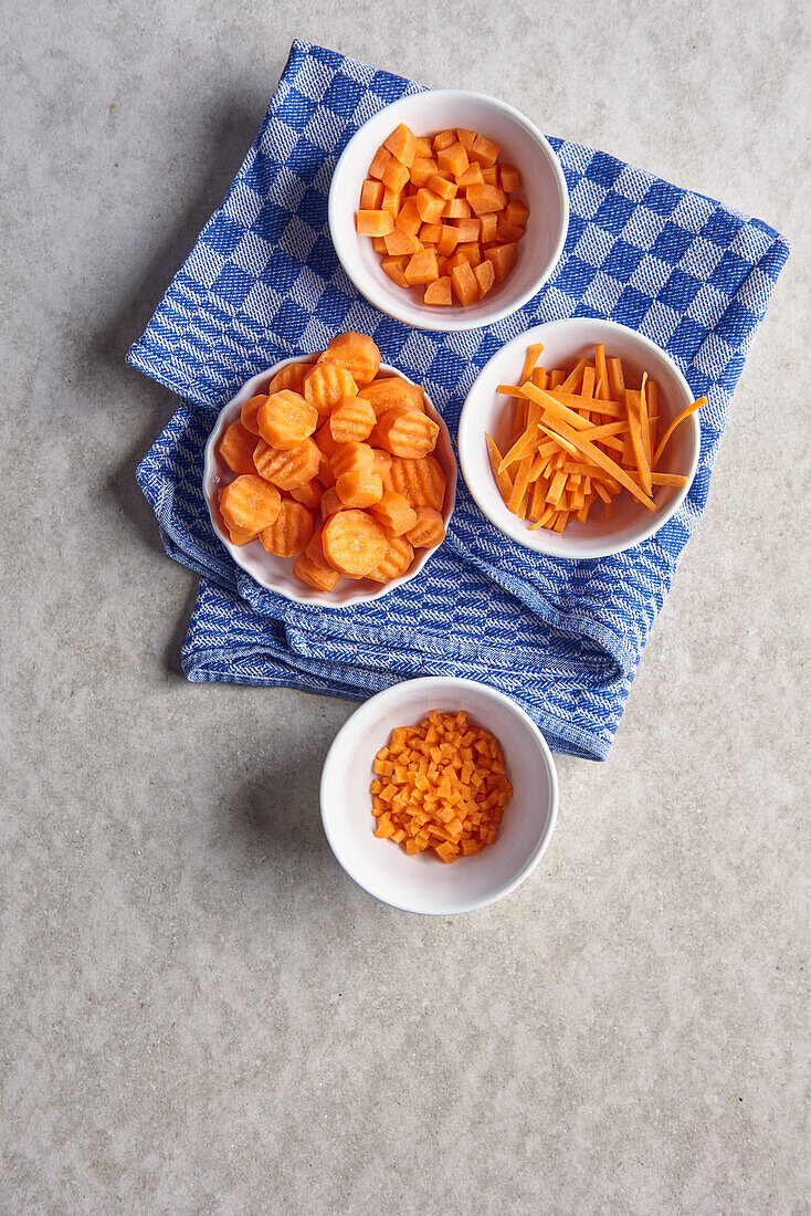 Carrots cut in different ways