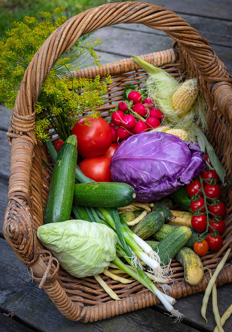 Fresh vegetables in a basket