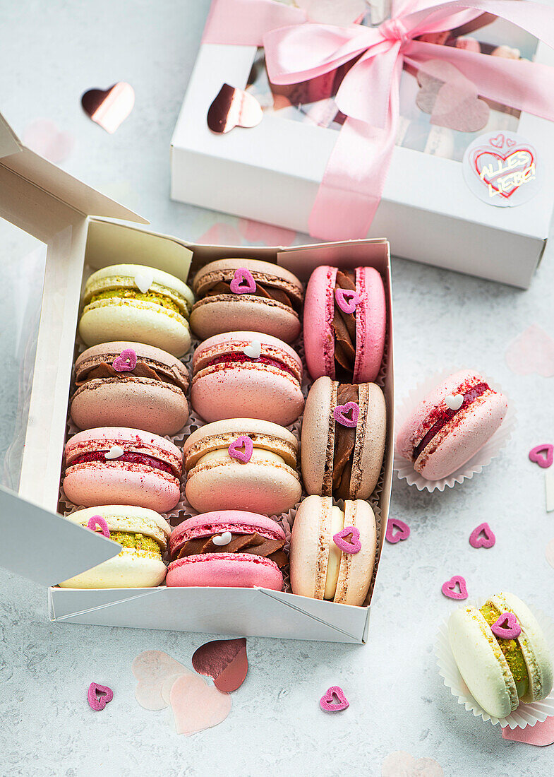 Macarons boxed for Valentine's Day