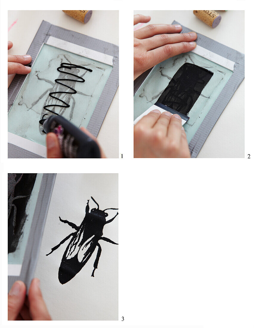 Making a screen-printed insect motif