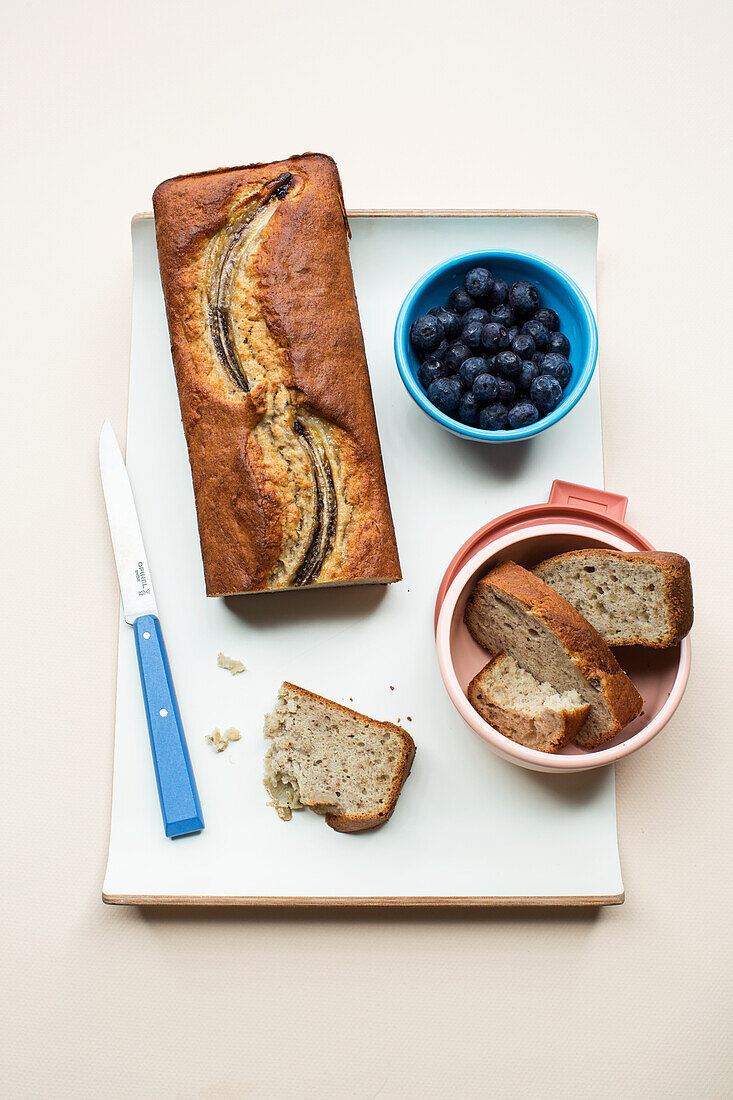 Banana bread with blueberries