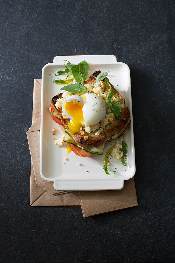 Croque with poached egg