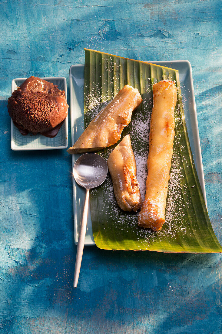 Banana Cigars (banana wrapped in dough)