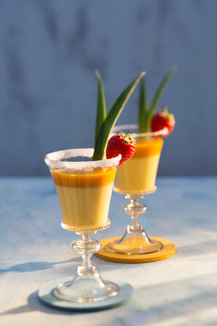 Mango pana cotta served in glasses