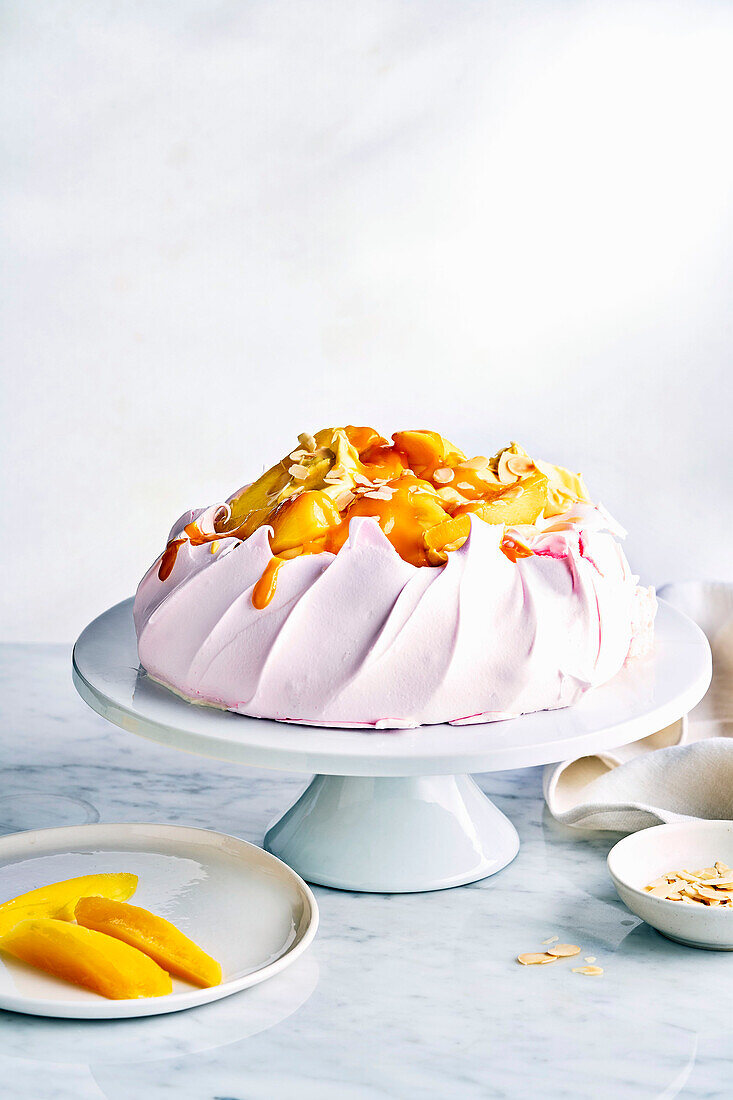 Mango shrikhand pavlova