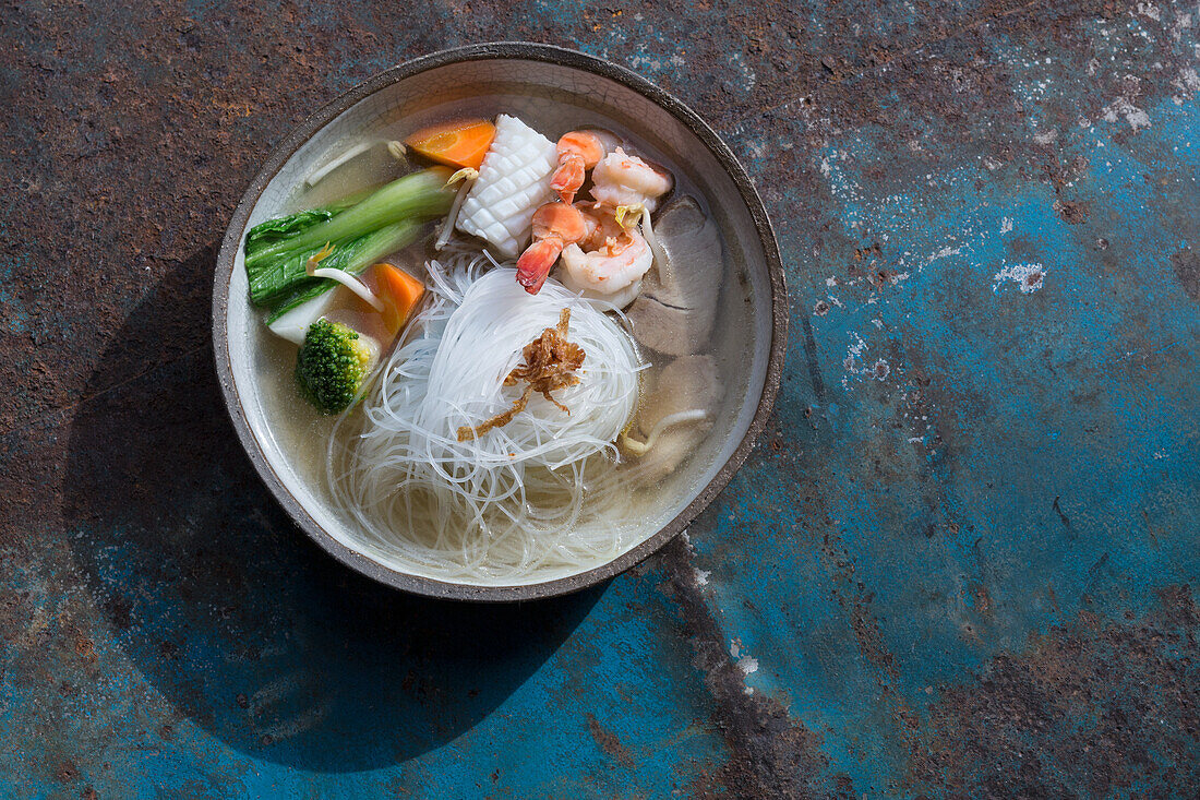 Kuy Teav (chicken noodle soup for breakfast, Cambodia)