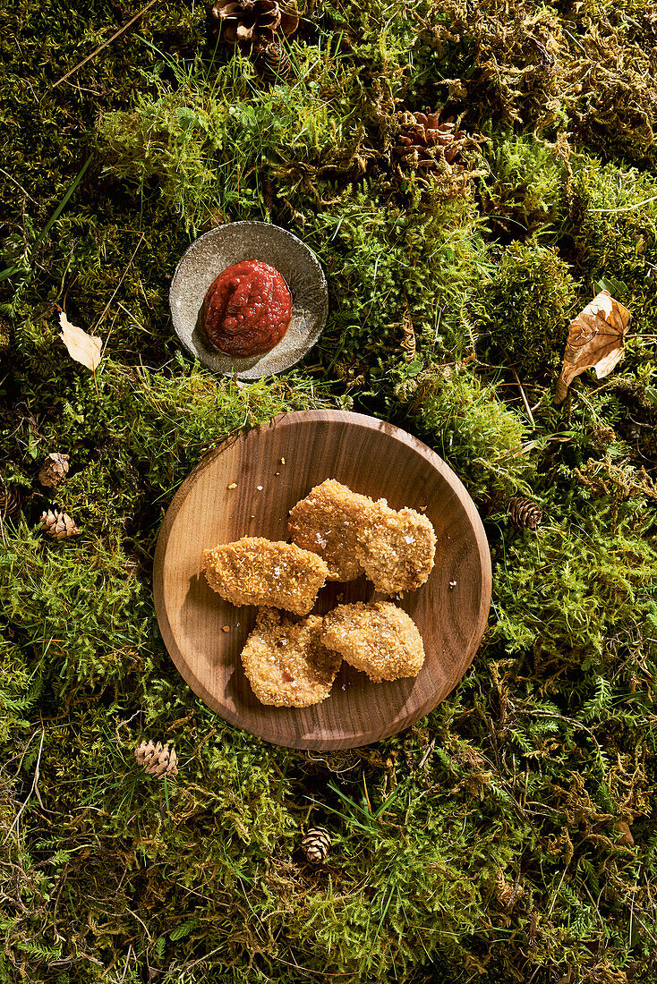 Venison nuggets with elderberry Barbecue sauce