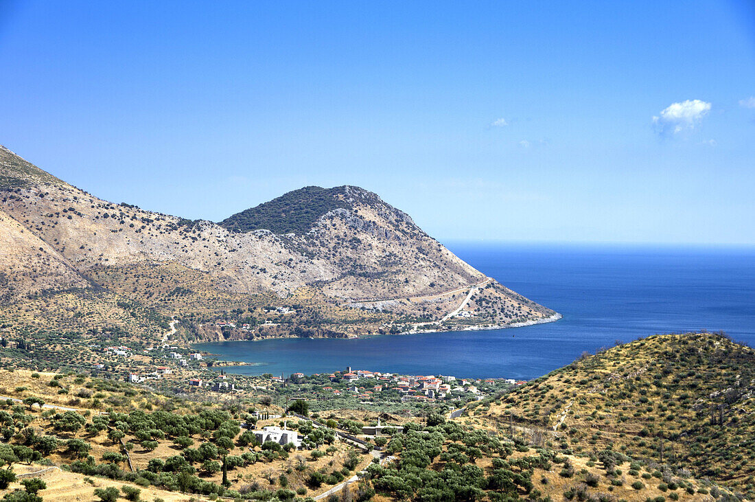 Blick auf Kotronas, Halbinsel Mani, Peloponnes, Griechenland