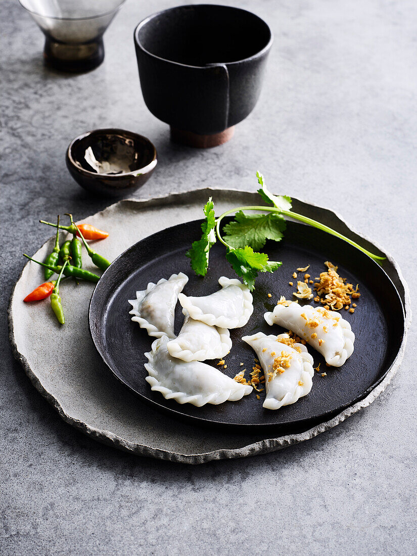 Pan Sip Dumplings - gedämpfte, gefüllte Teigtäschchen (Thailand)