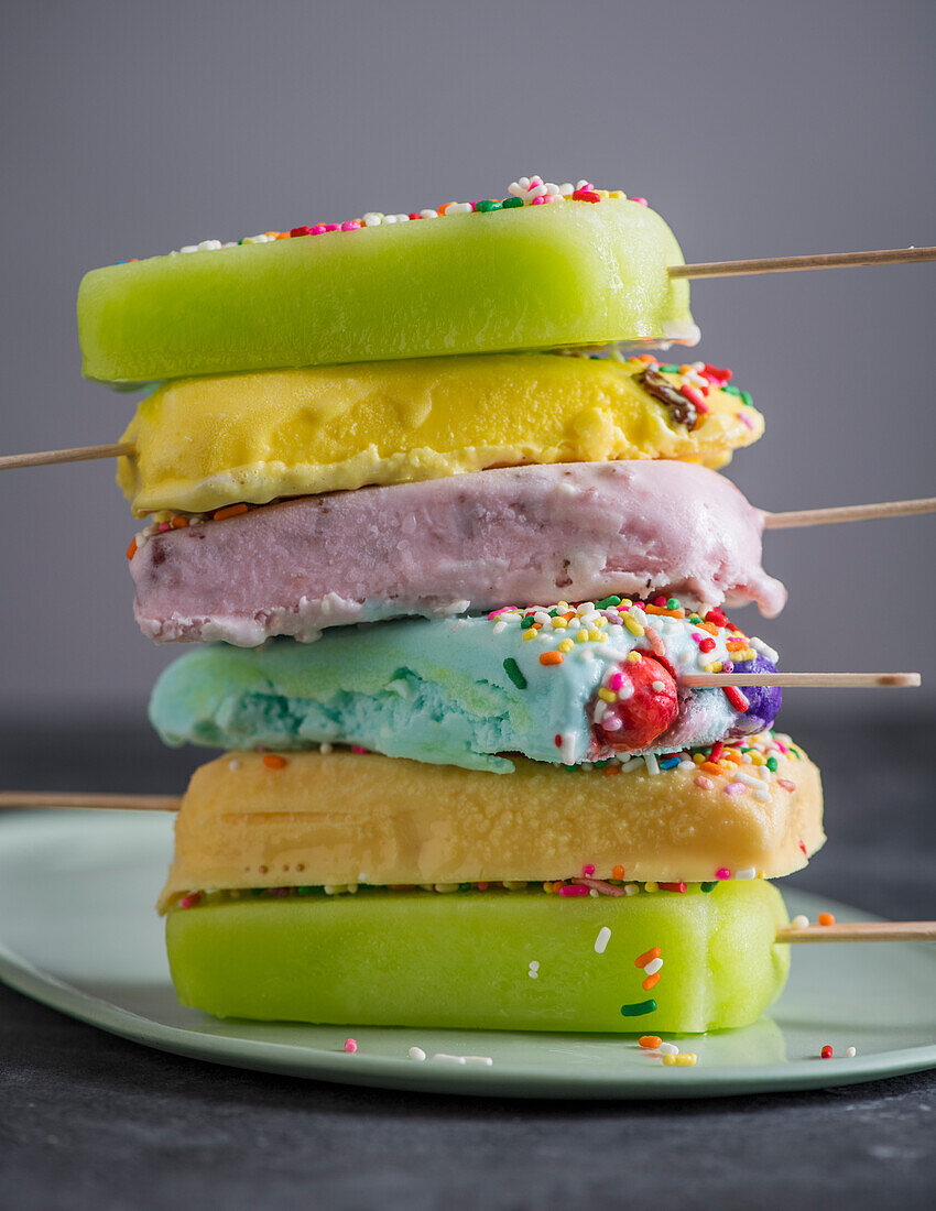 Stack of colorful&nbsp;popsicles