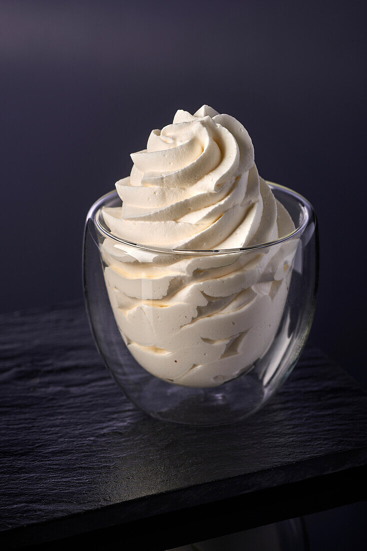 Glass of whipped cream