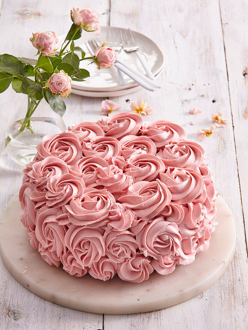 Pink rose cake