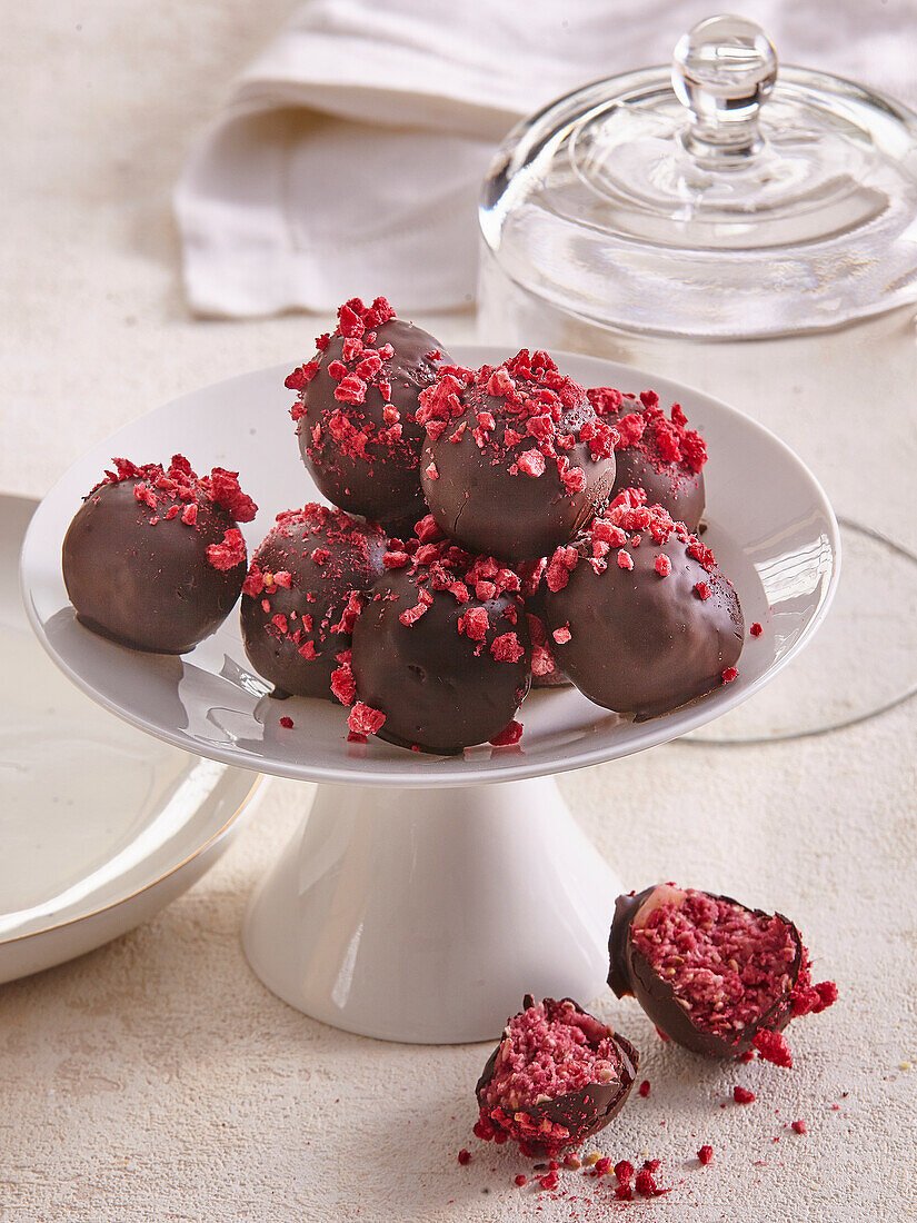 Raspberry-chocolate truffles