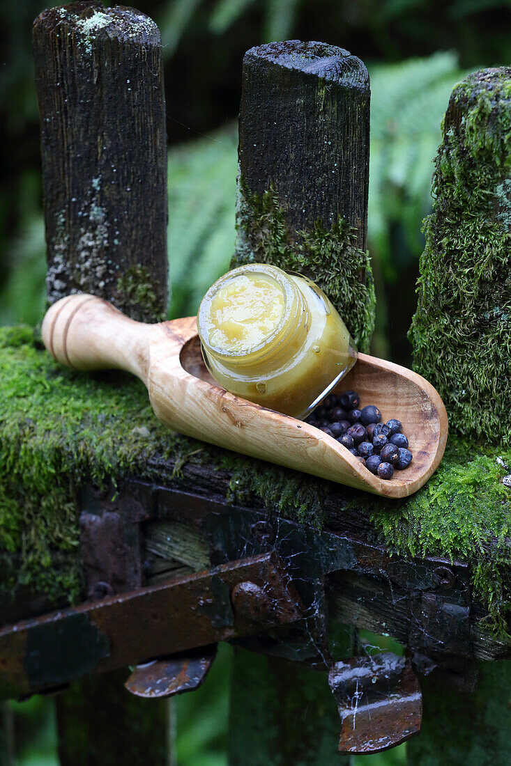 Foot balm made from juniper to promote circulation