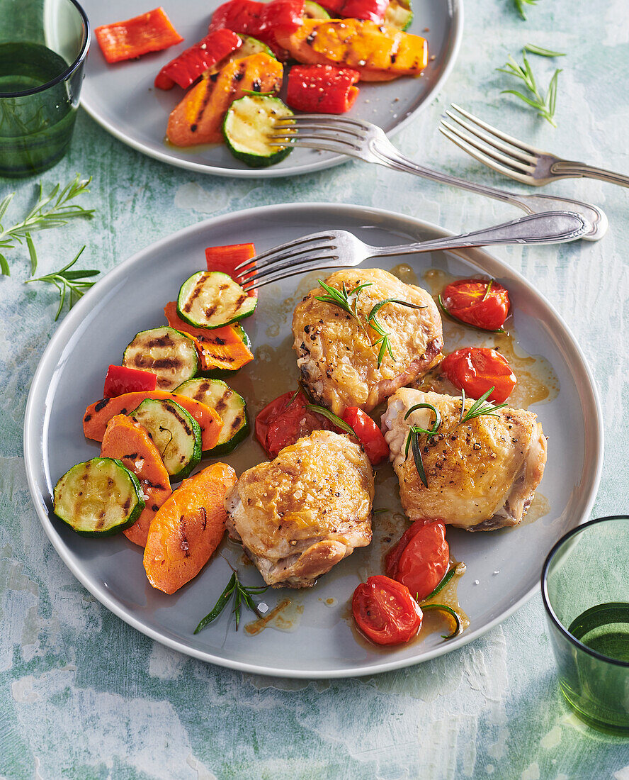 Chicken with grilled vegetables