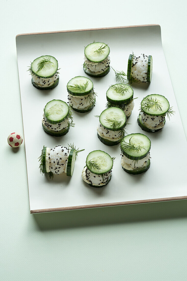Rice ball cucumber sandwiches