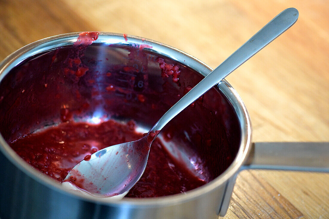 Rhubarb sauce in a pot