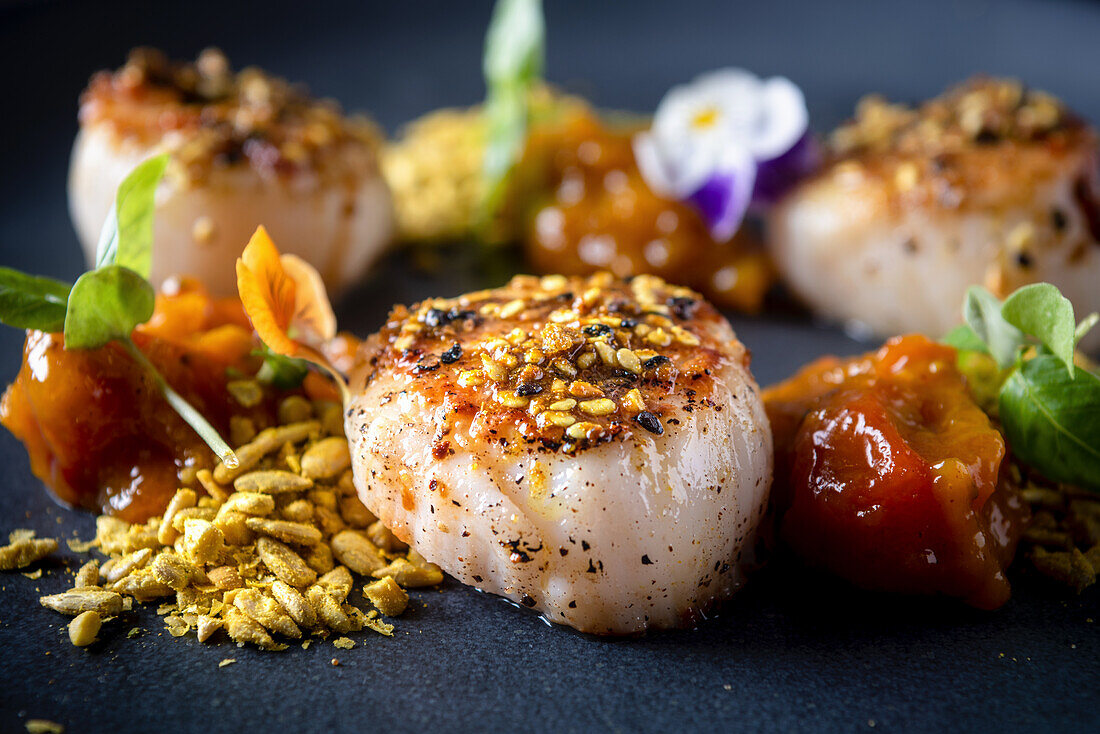 Jalpari Madras scallops with sesame seeds (India)