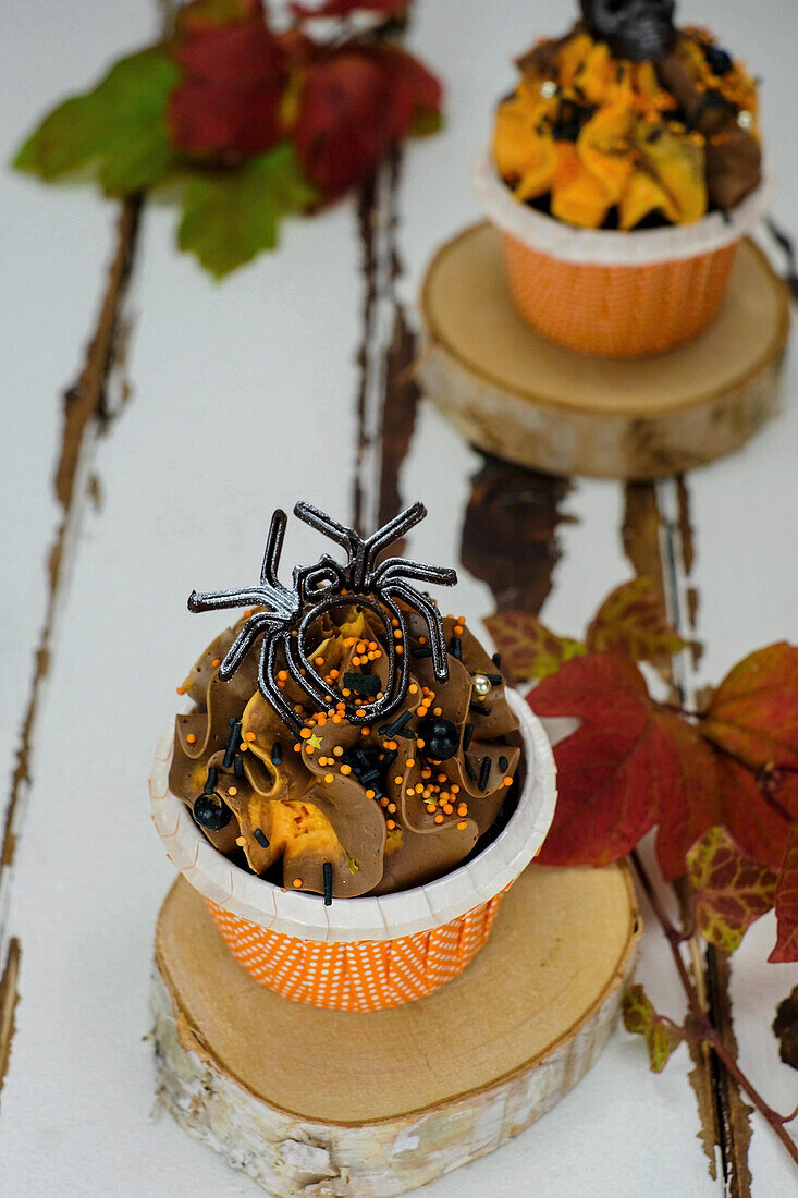 Schoko-Mandarinen-Cupcakes zu Halloween