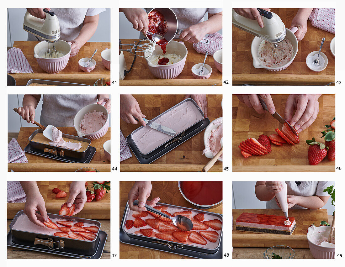 Erdbeer-Mohn-Schnitten zubereiten