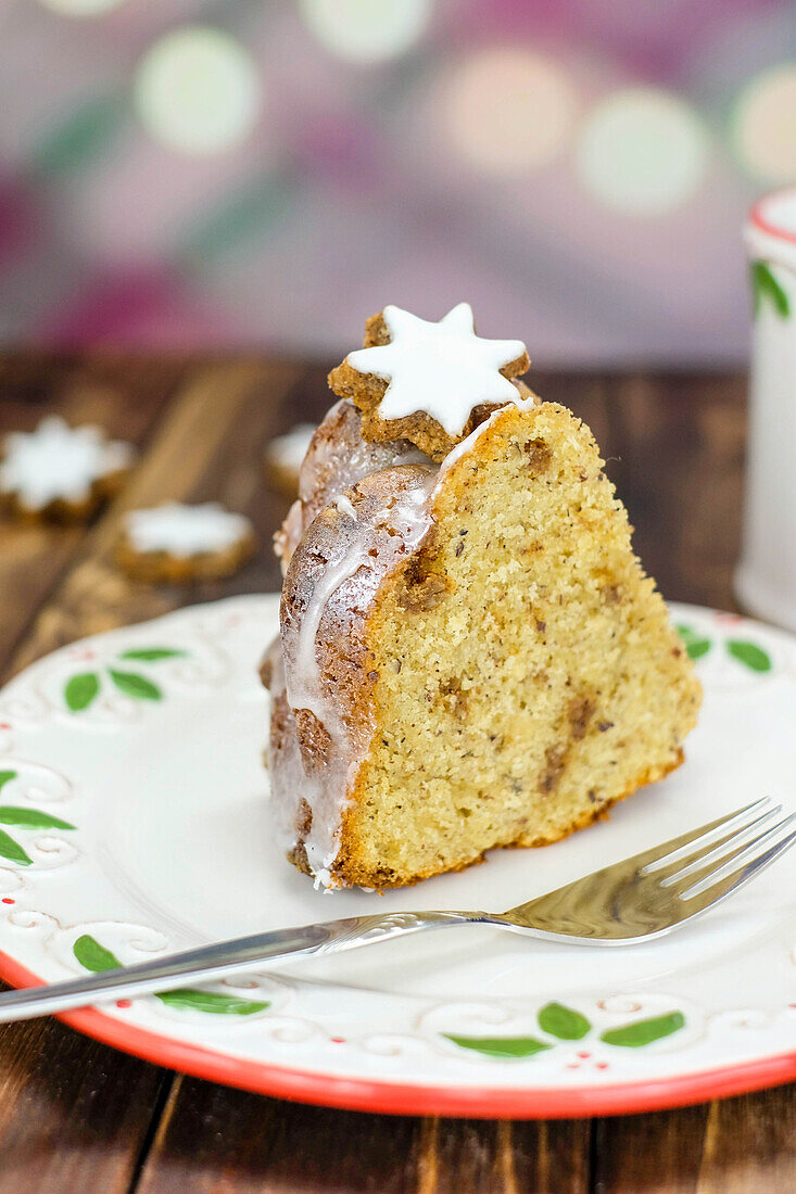 A slice of cinnamon star cake