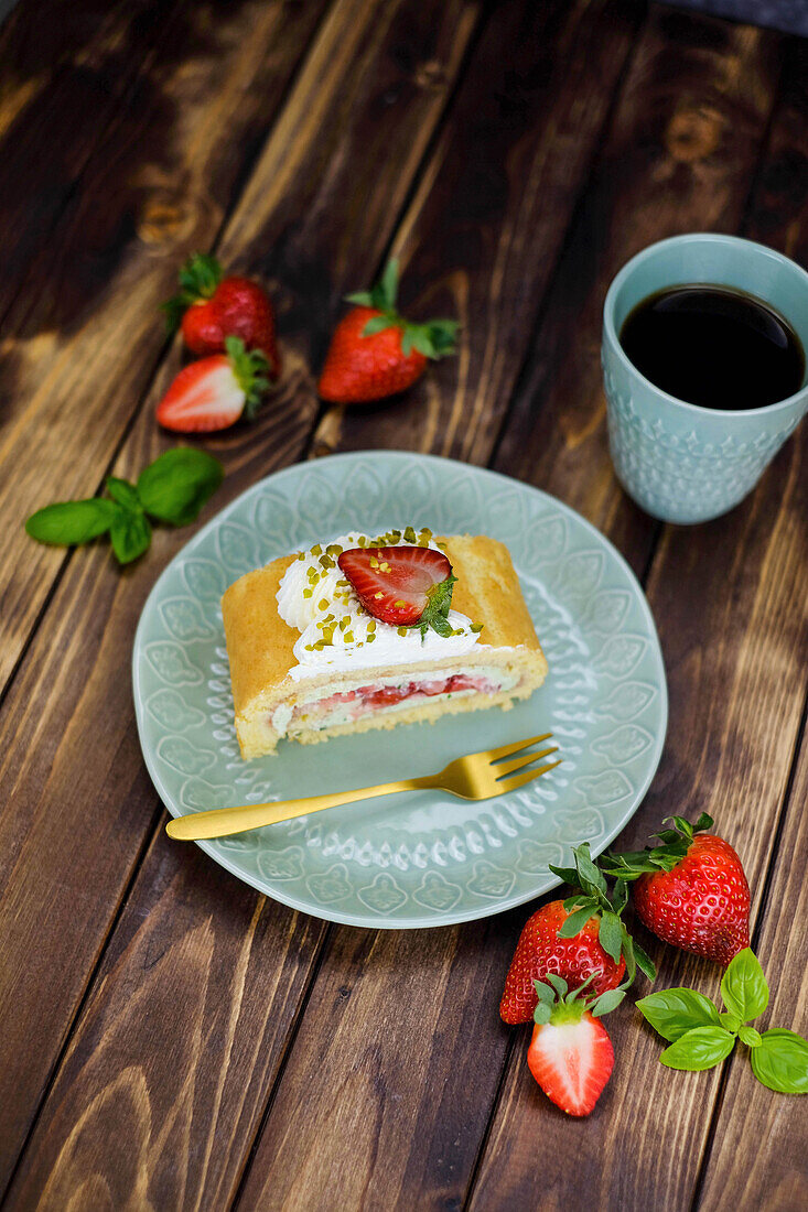 Strawberry Basil Sponge Roll