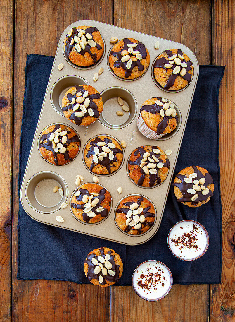 Peanut-banana muffins