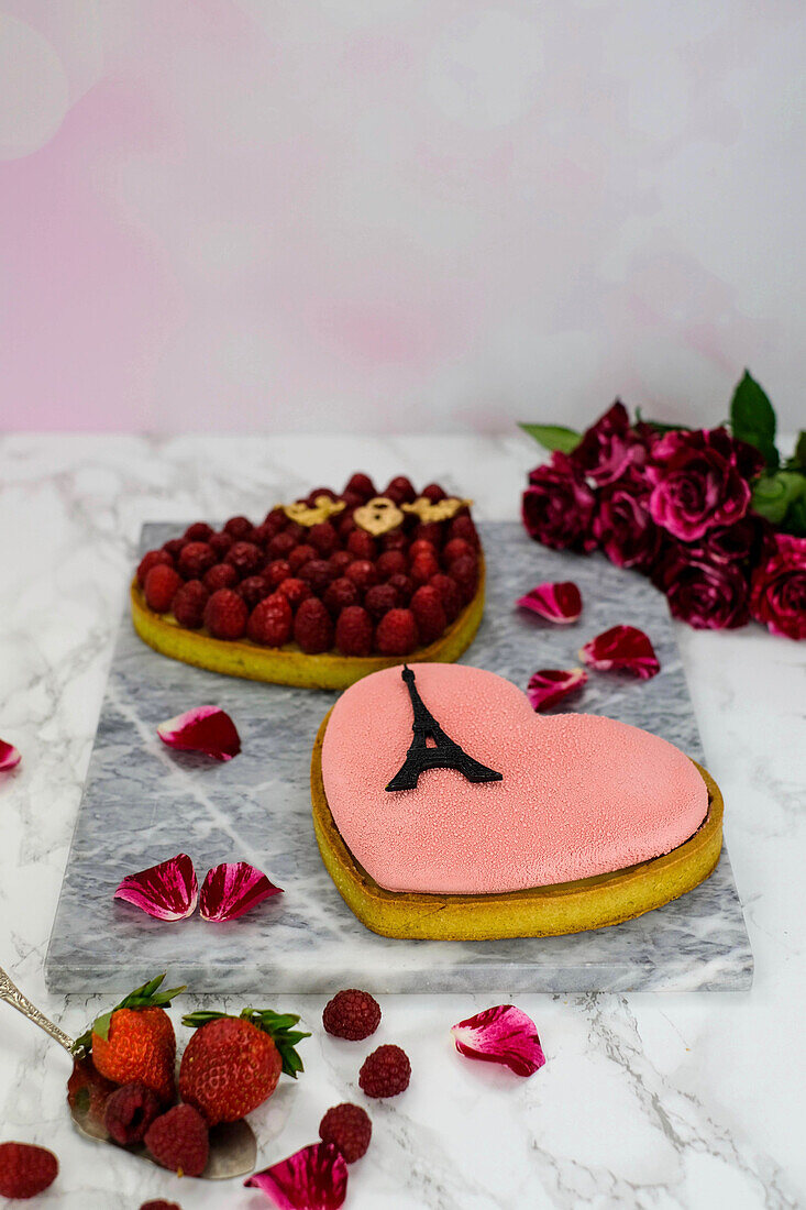 Heart shaped berry cake