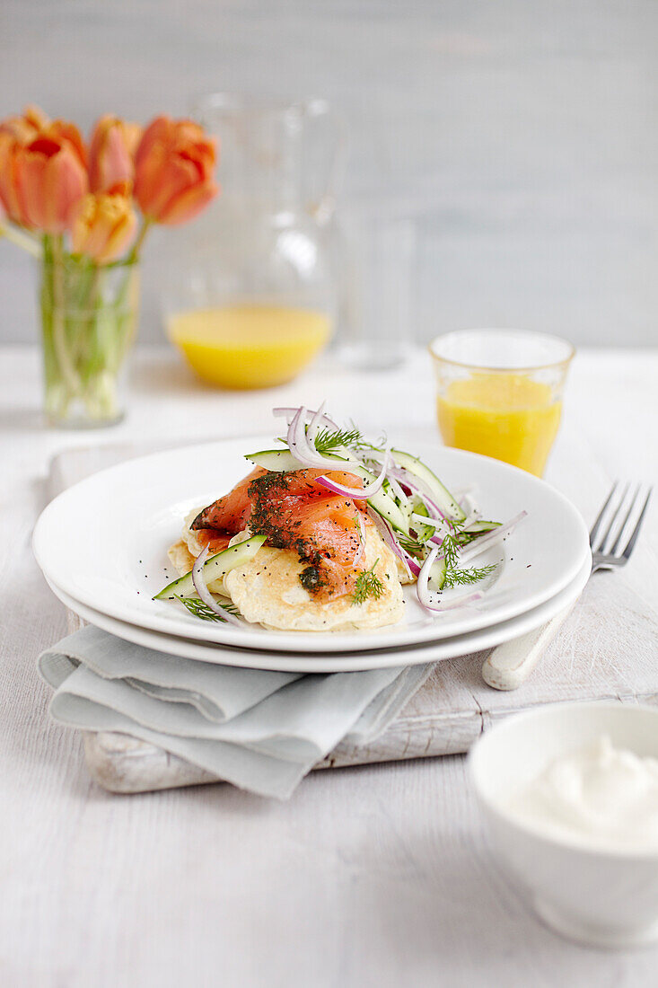 Potato Pancakes with Smoked Salmon