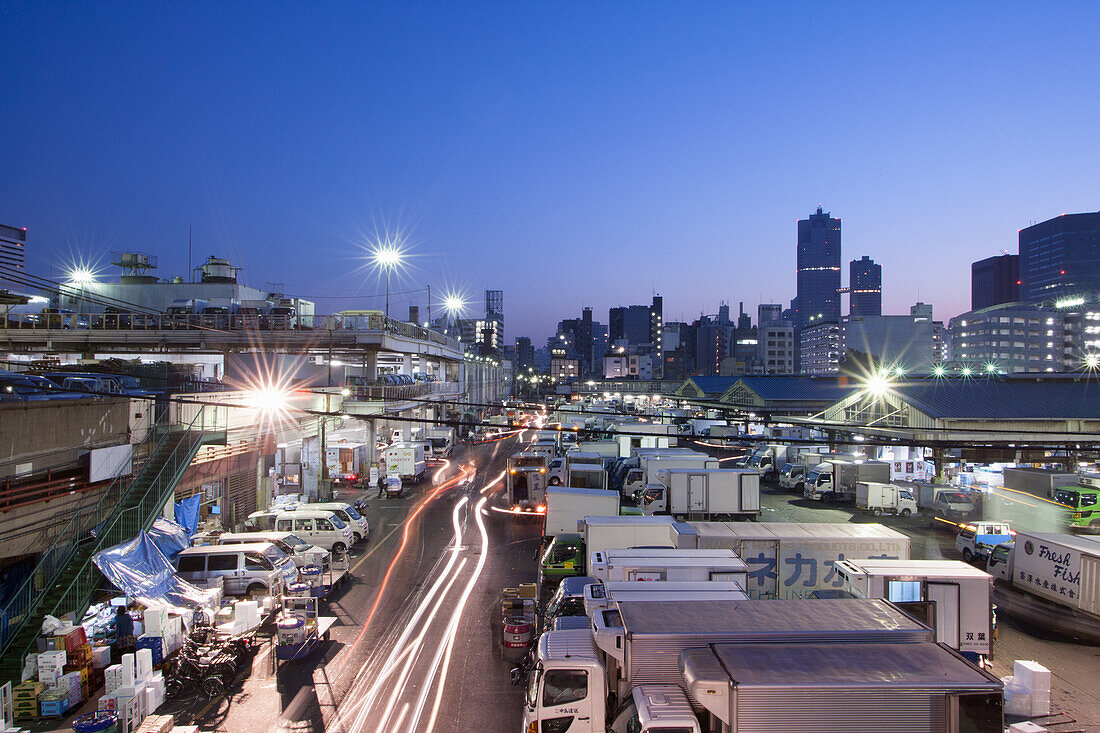 Der Tsukiji-Fischmarkt in Tokio, Japan